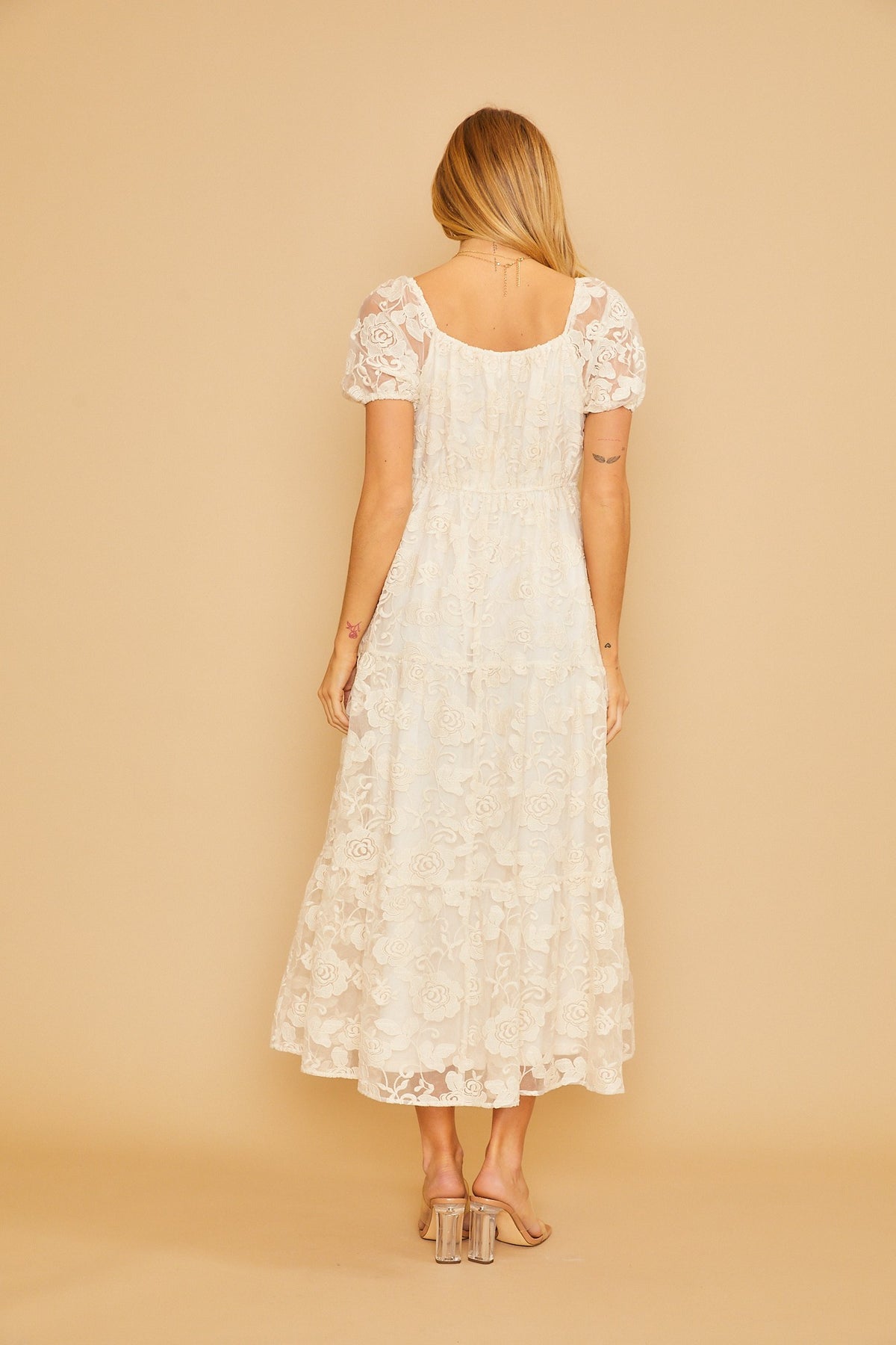 Cream floral lace dress