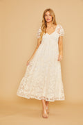 Cream floral lace dress