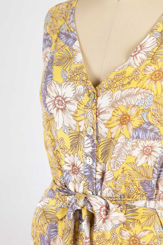 Floral Touch Romper In Mustard