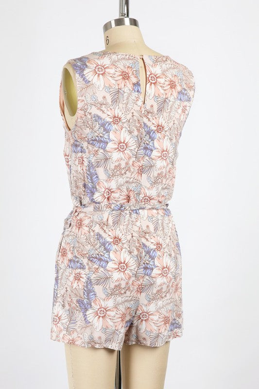 Floral Touch Romper In Natural