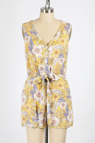 Floral Touch Romper In Mustard