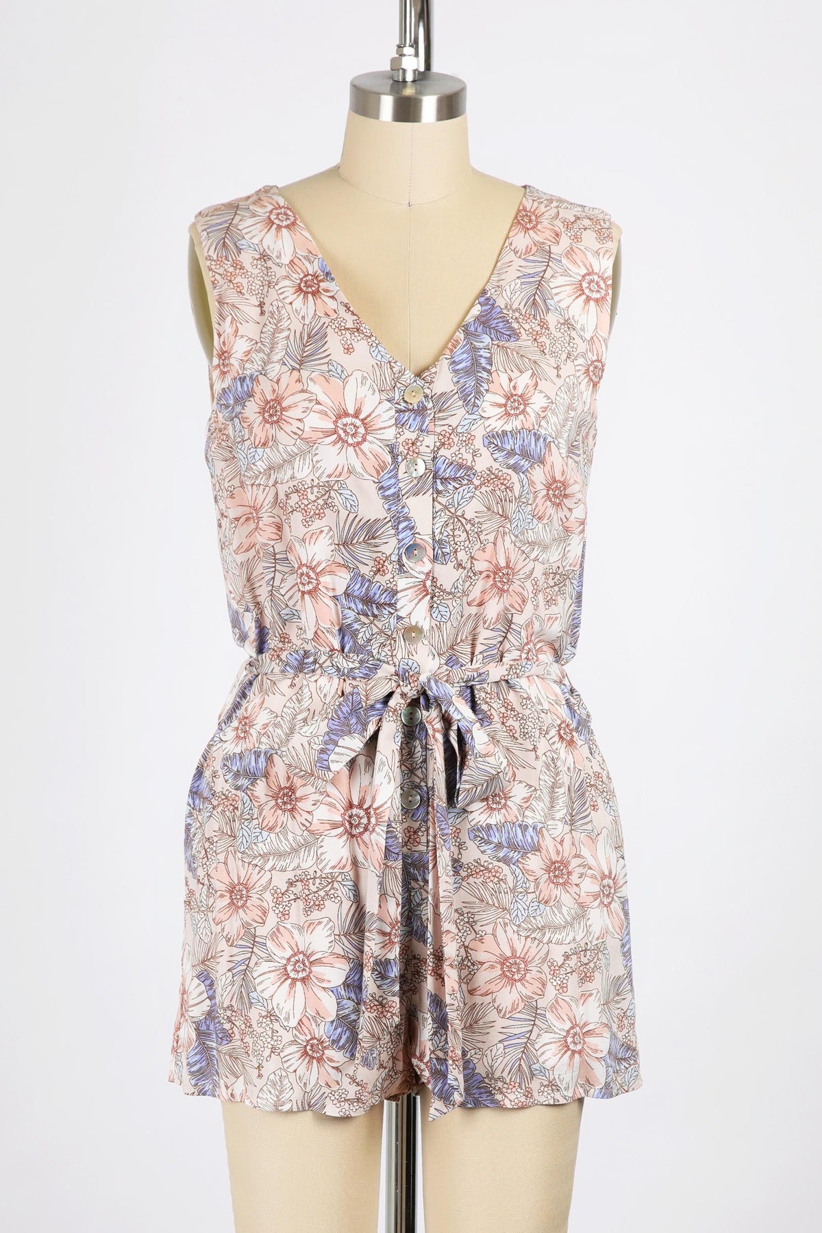 Floral Touch Romper In Natural