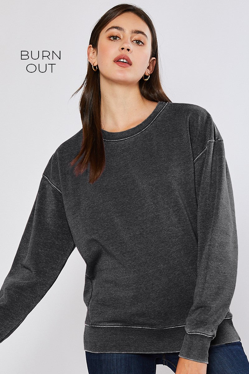 Charcoal Burn Out Crew Neck