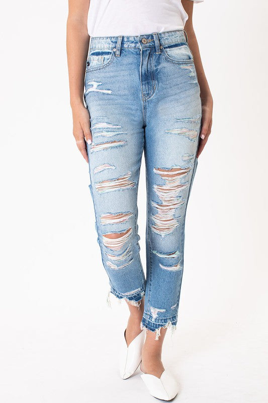 Color Peep Distressed HighRise Skinny Jeans