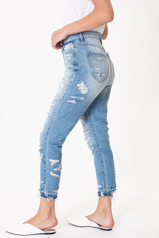 Color Peep Distressed HighRise Skinny Jeans