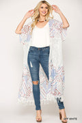 Patch Print Floral Kimono