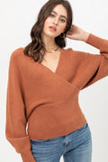 Anna Cross Sweater In Terra Cotta