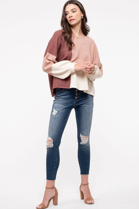 All You Need Color Block Sweater