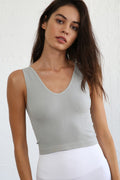 Marissa Ribbed UV Neck Cropped Tank In Gray