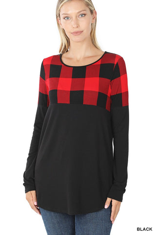 Holiday Plaid Long sleeve in Black