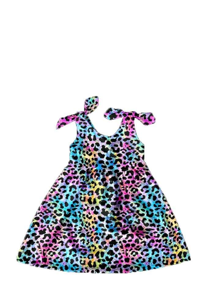 ComfyCute Tie-Sleeve Dress - Psychadelic Cheetah [PREORDER]