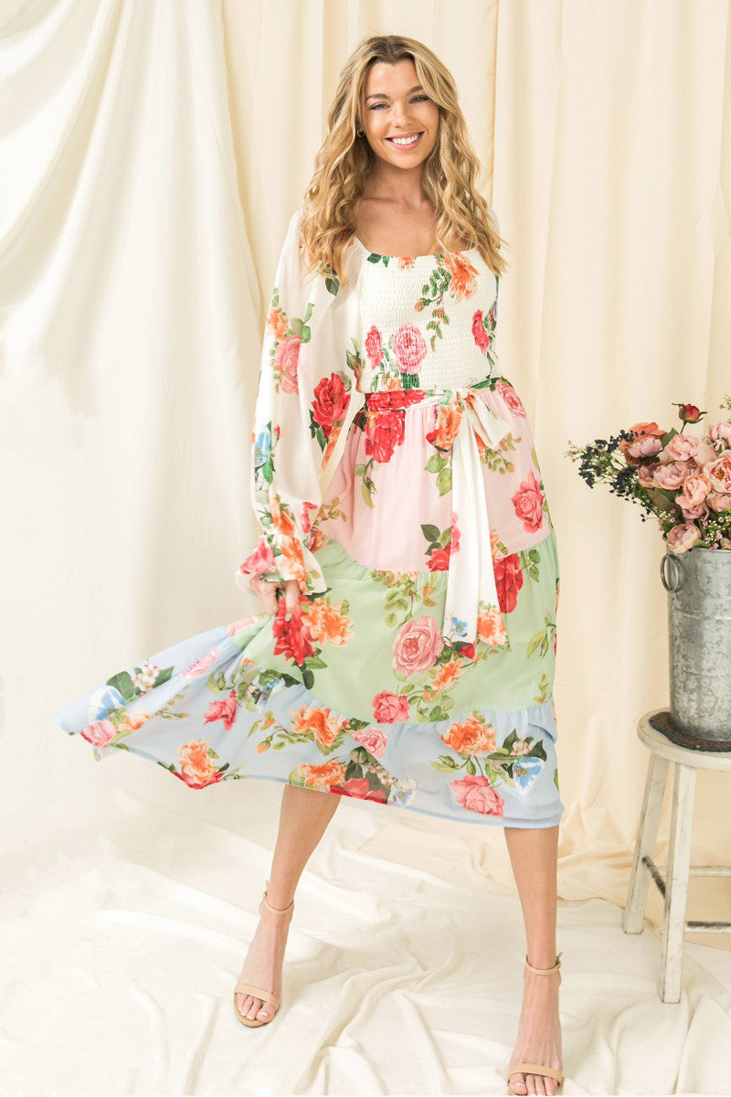 It's Yours Floral Midi Dress Ivory Pink