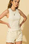 Dessi Ribbed Knit Tank In Bone