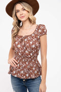 Between You And Me Brown Floral Top RESTOCK PREORDER ETA 7/30