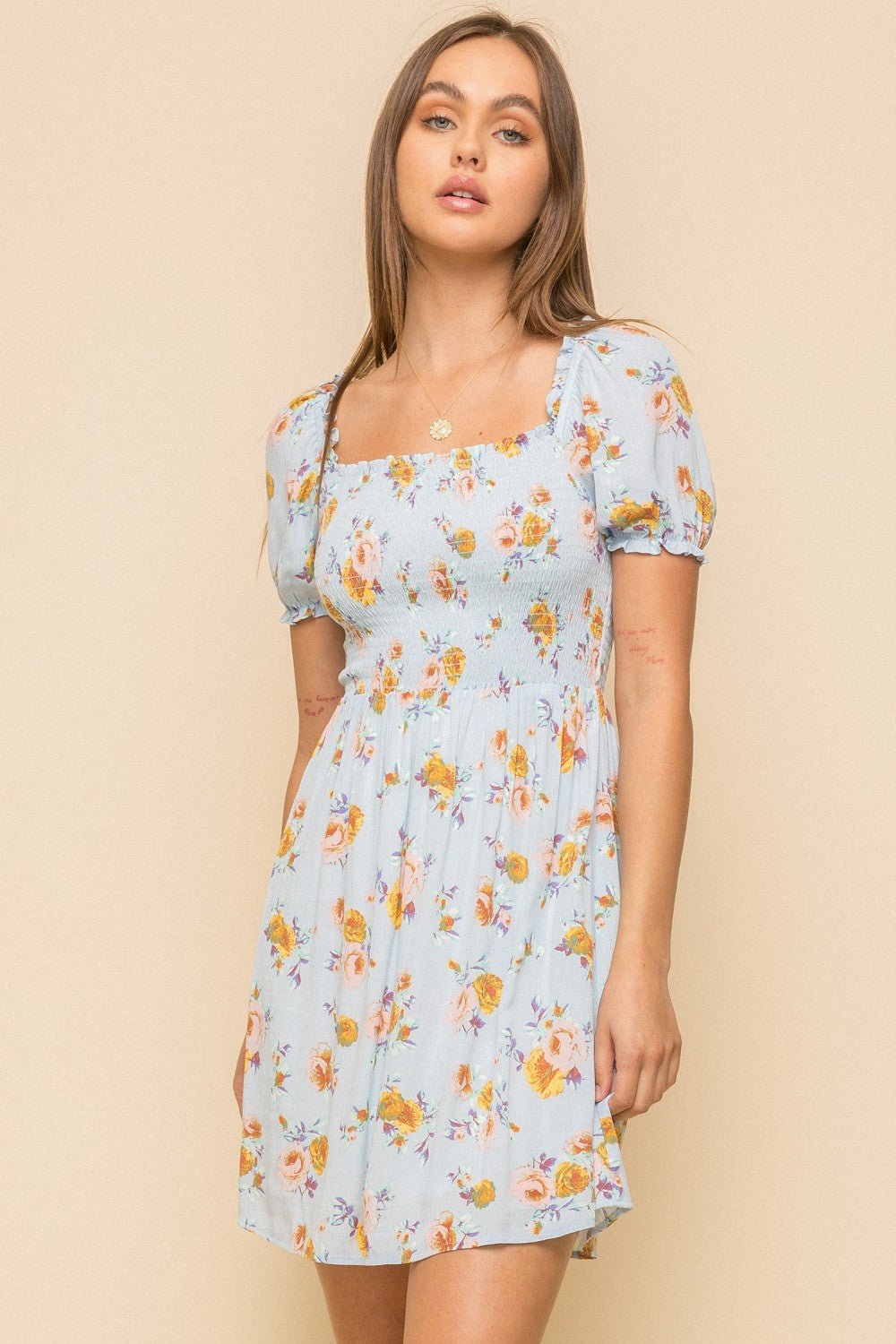 Blue Skies And Floral Gardens Dress