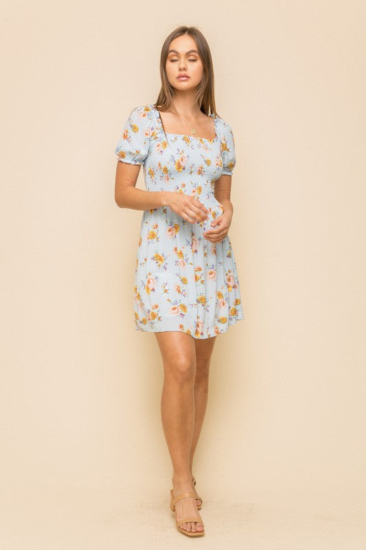 Blue Skies And Floral Gardens Dress