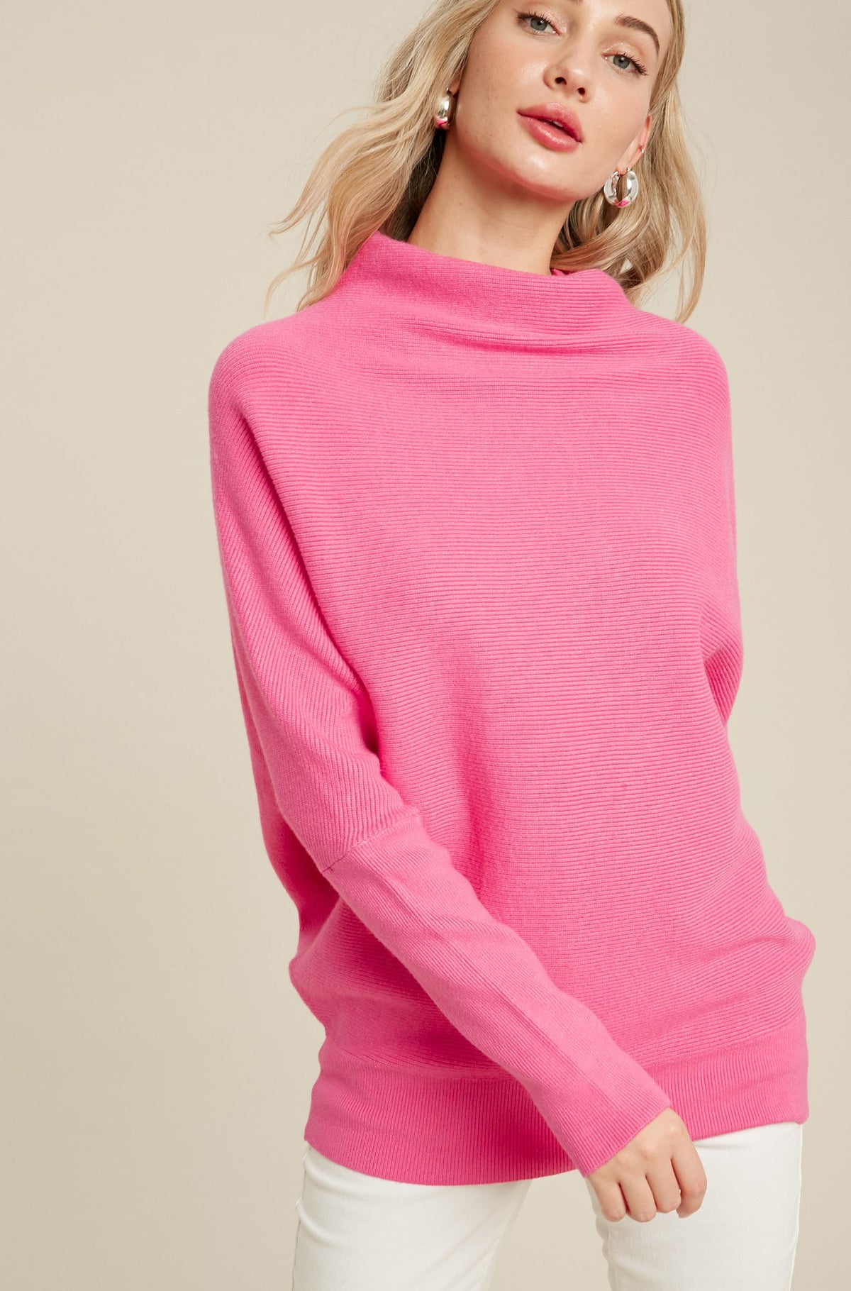 The Slouchy Sweater In Hot Pink
