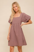 Shadow Check Print Babydoll Dress
