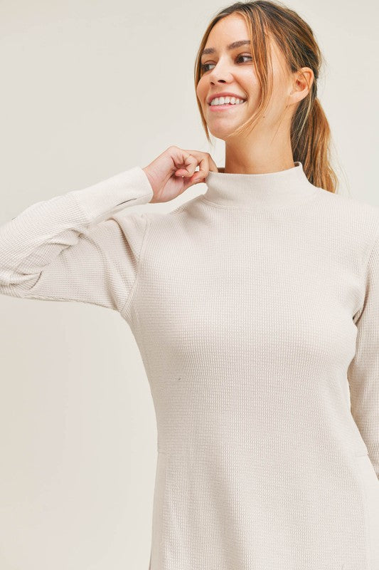 Waffle Long sleeve Top In Stone