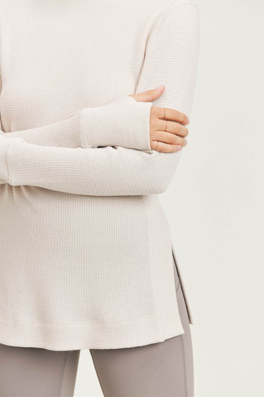 Waffle Long sleeve Top In Stone