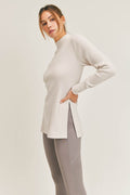 Waffle Long sleeve Top In Stone
