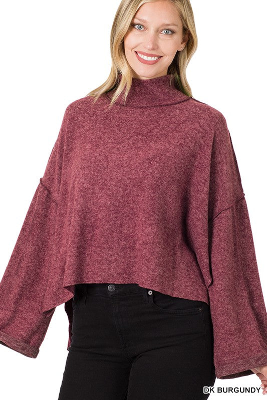 One More Time Cropped Sweater In Burgundy