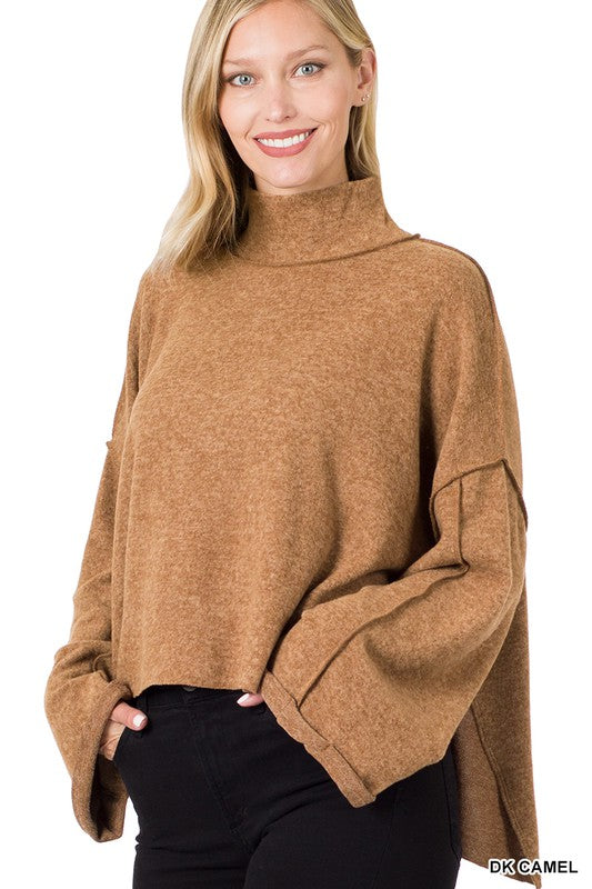 One More Time Cropped Sweater In Camel RESTOCK