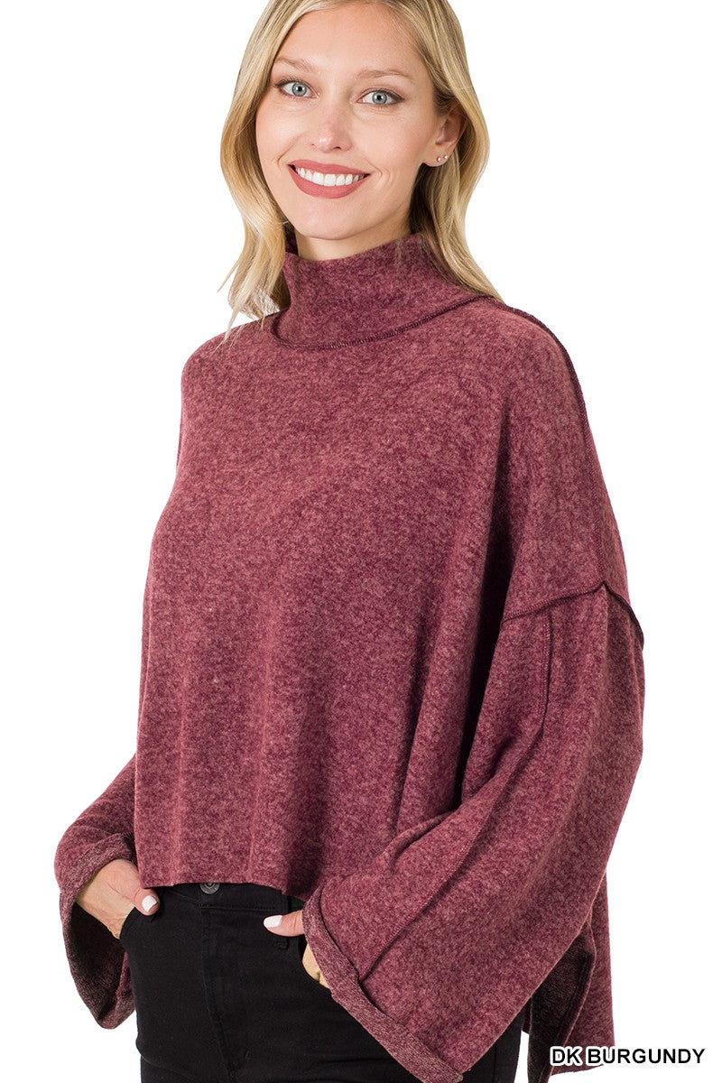 One More Time Cropped Sweater In Burgundy
