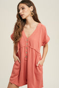 Summer Days Casual Romper in Coral