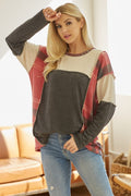 Vintage Plaid Color block Top