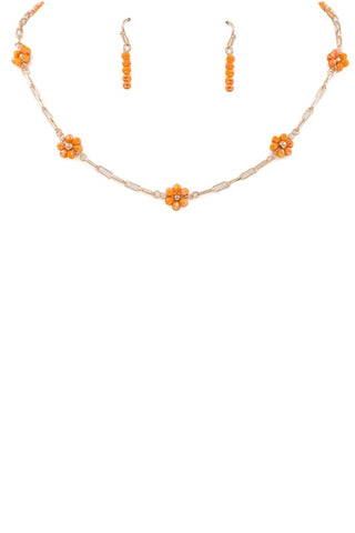 Coral Daisy Necklace and earrings PREORDER ETA 2/24