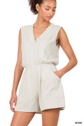 Your Favorite Cotton Romper In Bone