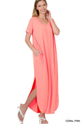 Forever Mine Sleeved Maxi in Coral Pink