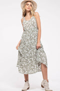 Lucca Floral Dress In Sage