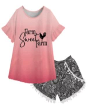 Farm Sweet Farm Ruffle Sleeve Paisley Shorts Outfit [PREORDER]