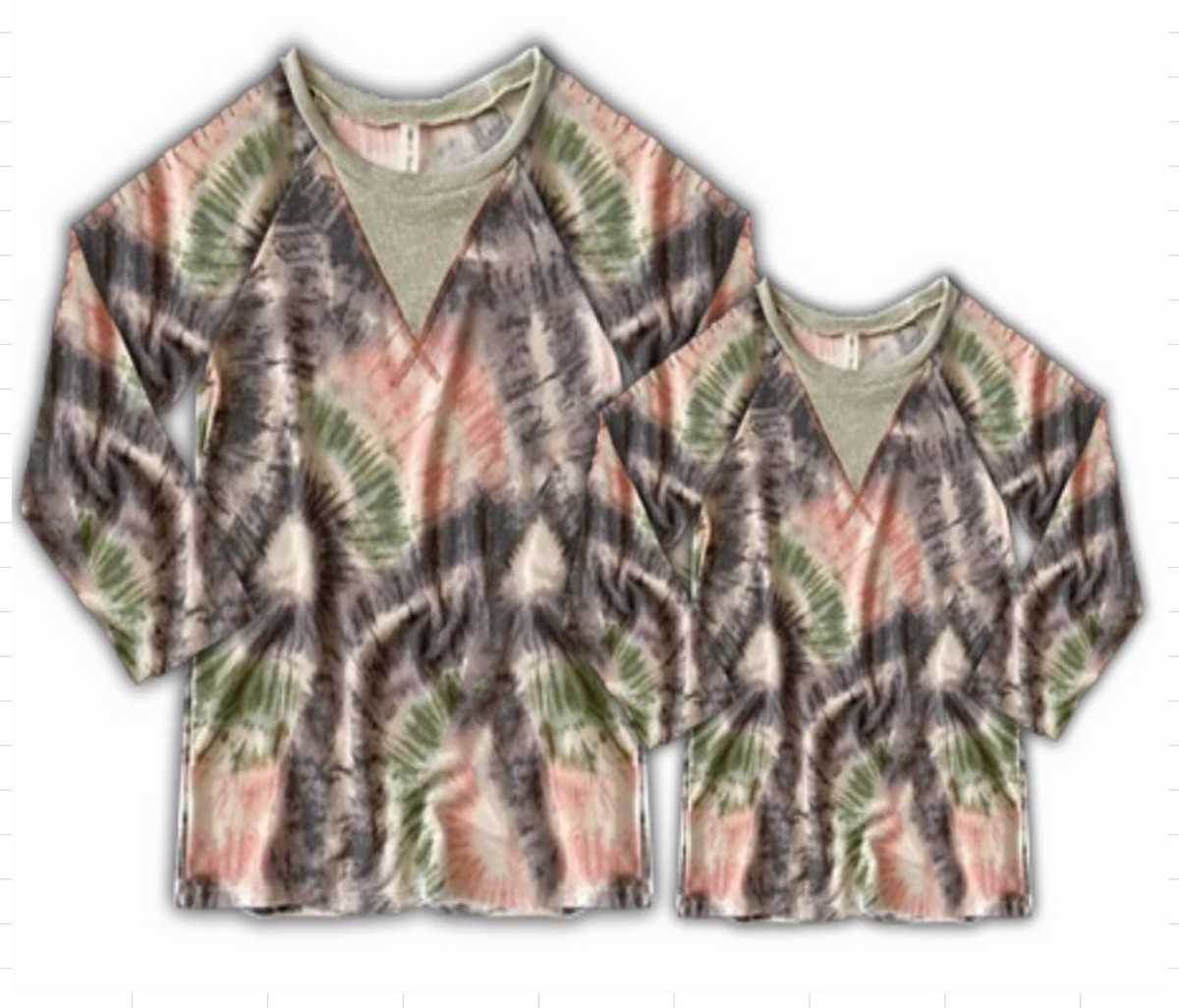 Greens and Grays Tie Dye Long Sleeve Shirt [PREORDER]