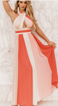 Coral Color Block Dress