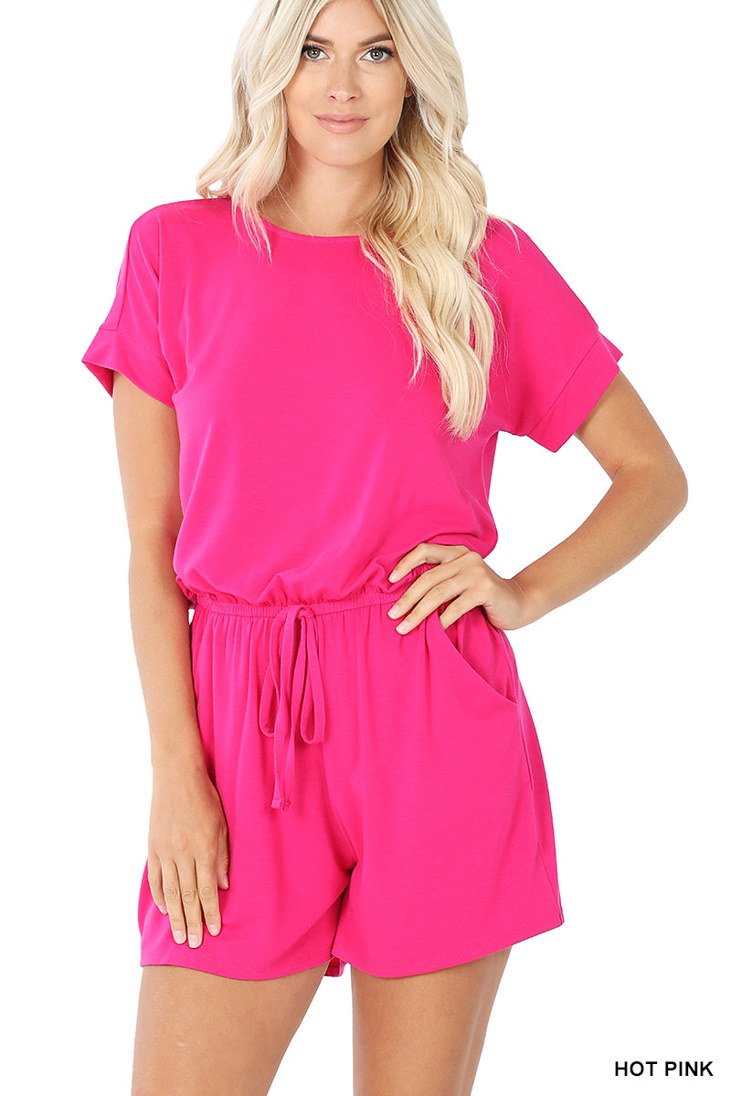 The Easy Romper In Hot Pink
