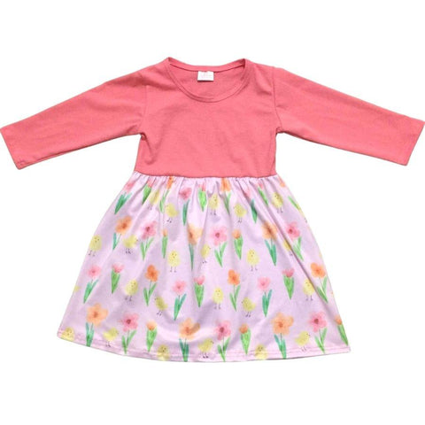 ComfyCute -  Fuzzy Flower Friends Dress - Pink (3/4 Sleeve)