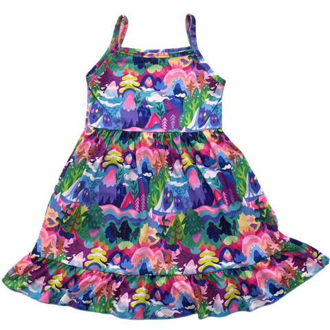 ComfyCute Sleeveless Ruffle Hem Dress - Panoramic Paradise [PREORDER]