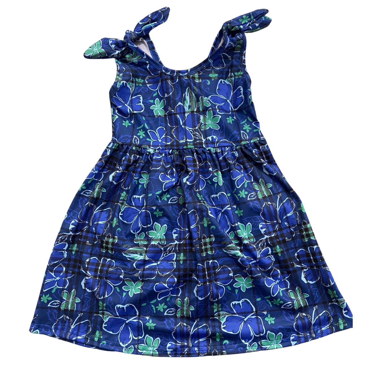 ComfyCute Tie-Sleeve Dress - Blue Hibiscus [PREORDER]
