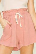 Late Nights Drawstring Shorts in Rose