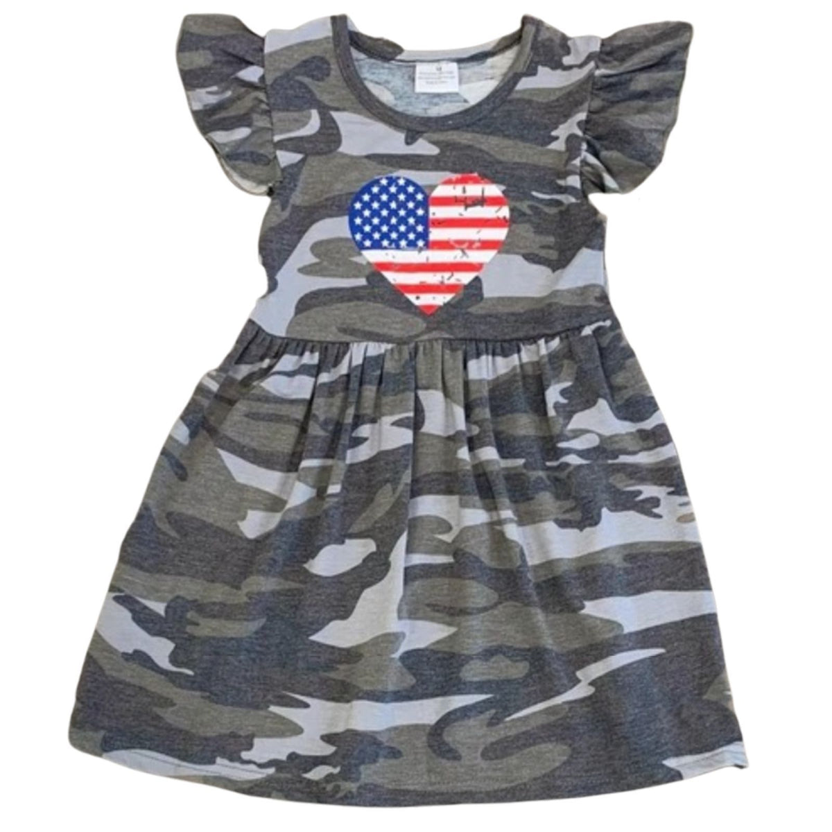 Camo Flag Heart Short Sleeved Dress [PREORDER]
