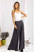 Claire Flare Ribbed Pants In Charcoal