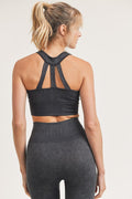 Lattice Mineral Wash Sports Bra In Black