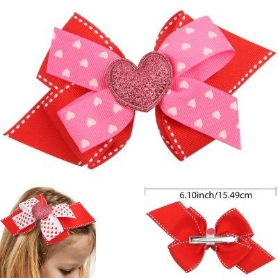 Valentine's Collection: 6" Red/Pink Heart Accent Hairbow