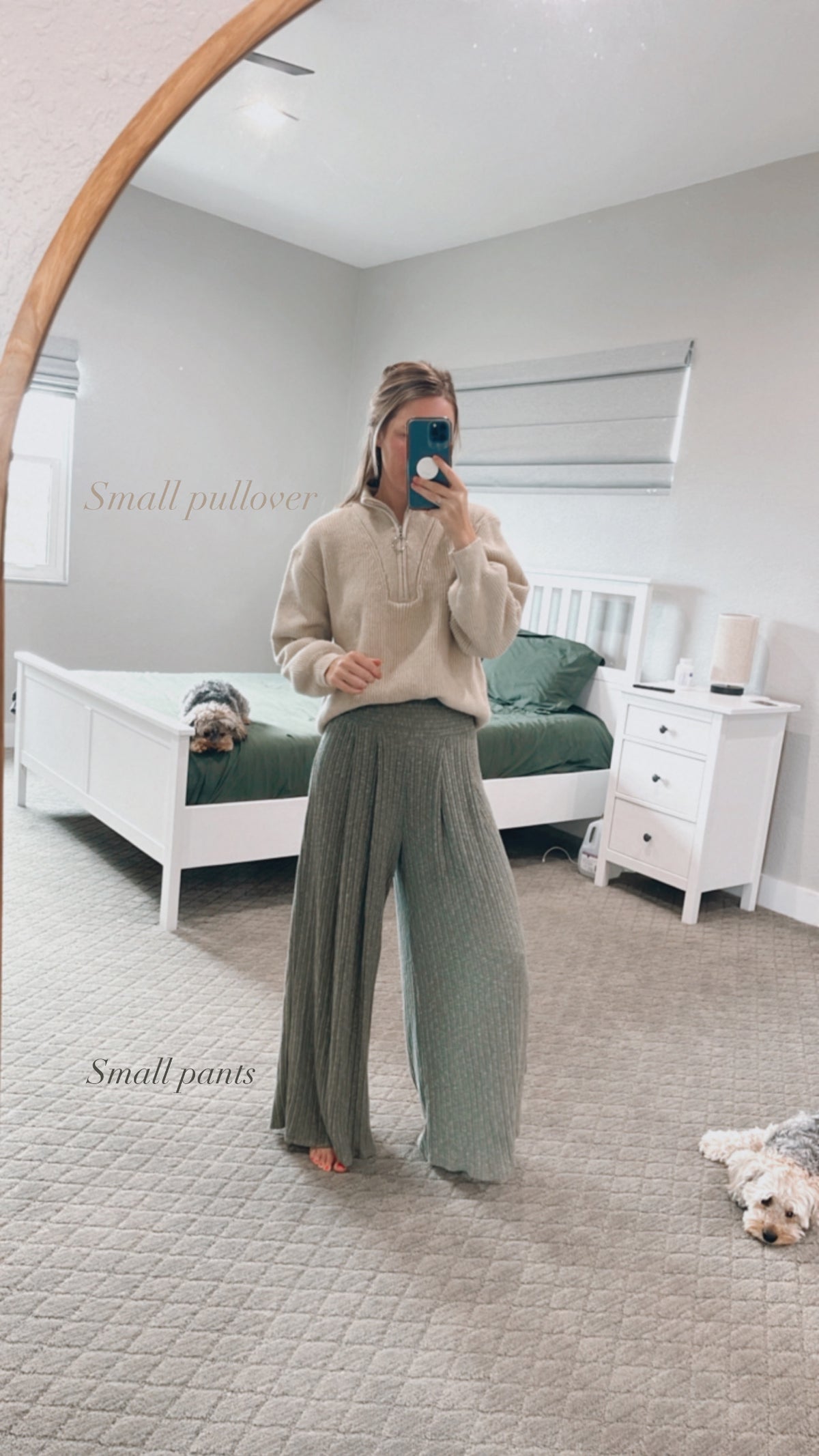 Claire Flare Ribbed Pants in Olive
