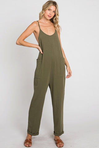 Relaxed girl jumpsuit in olive