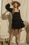 Little black velvet patched dress