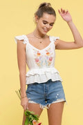 Floral peplum tank